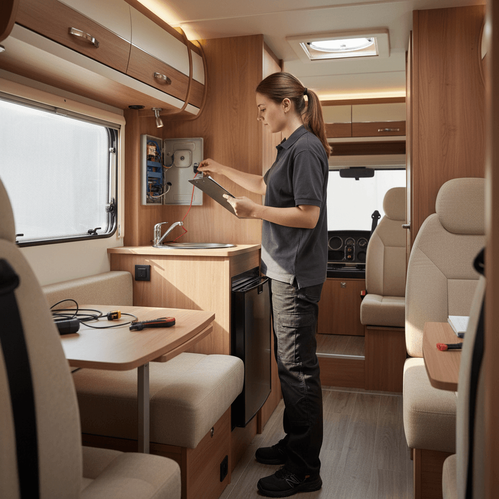 Habitation check inspection inside motorhome