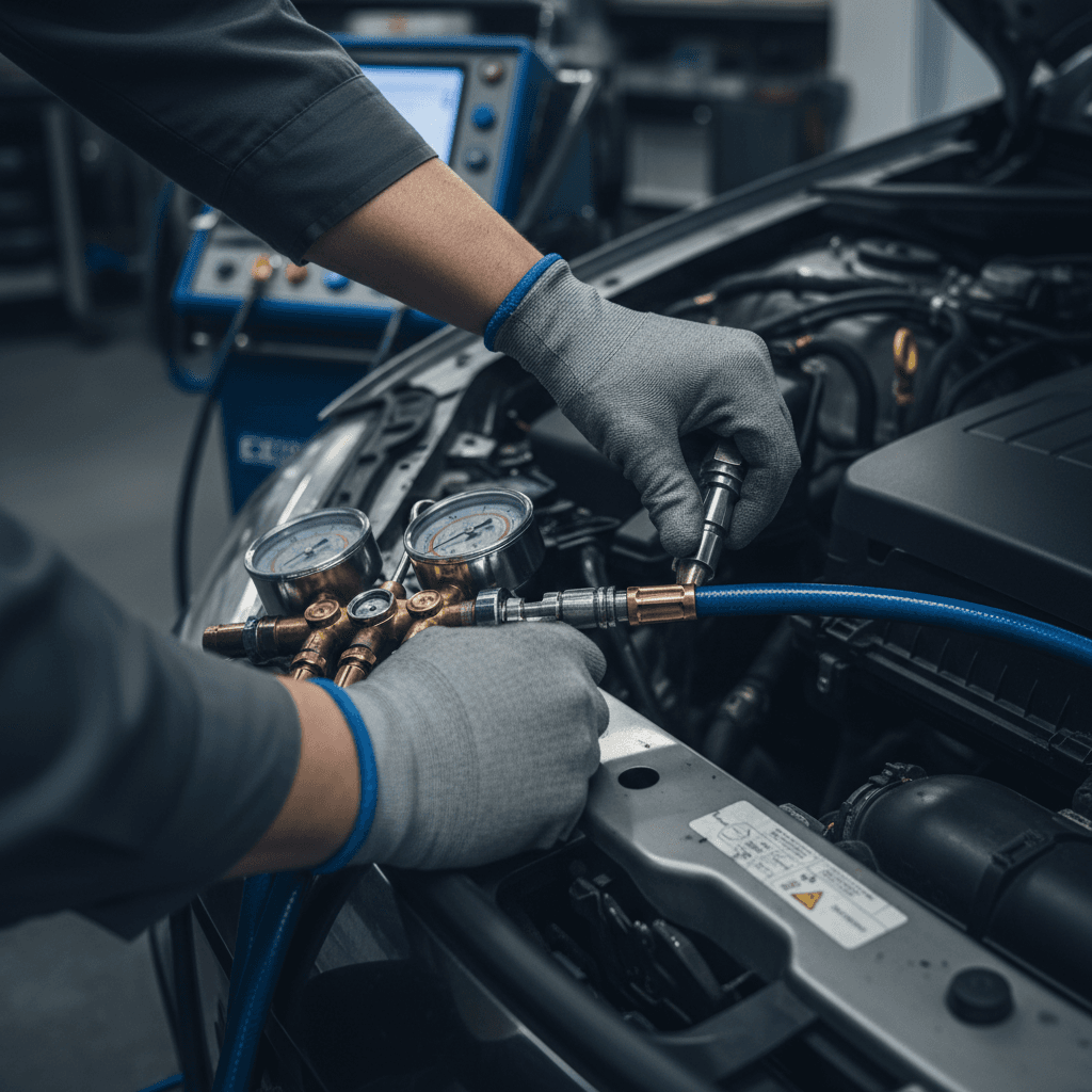 Refrigerant recharge connection