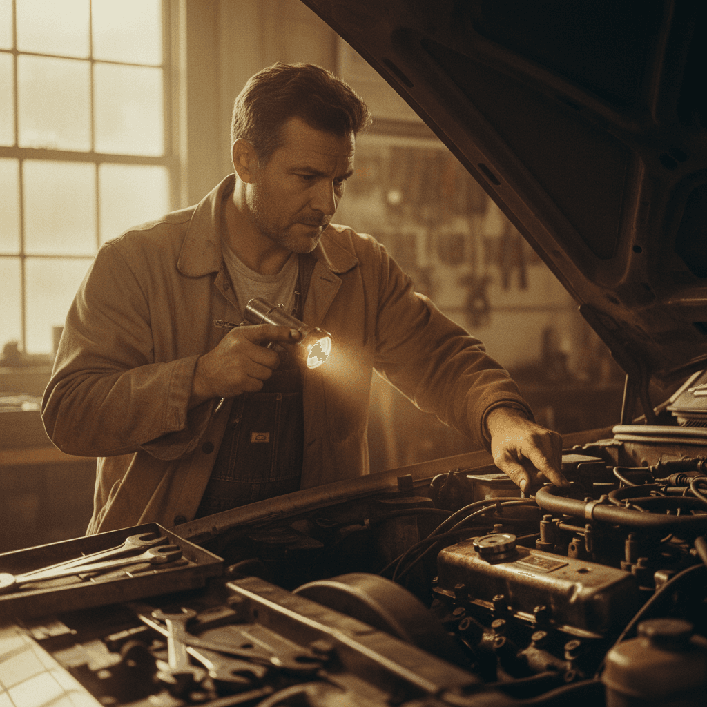 Vehicle inspection being performed on a car