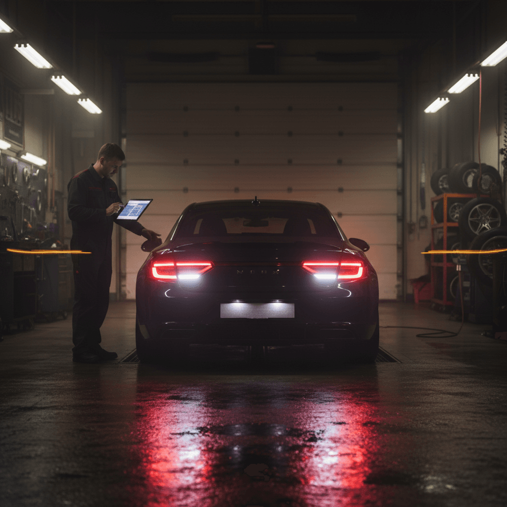 Vehicle light testing in progress