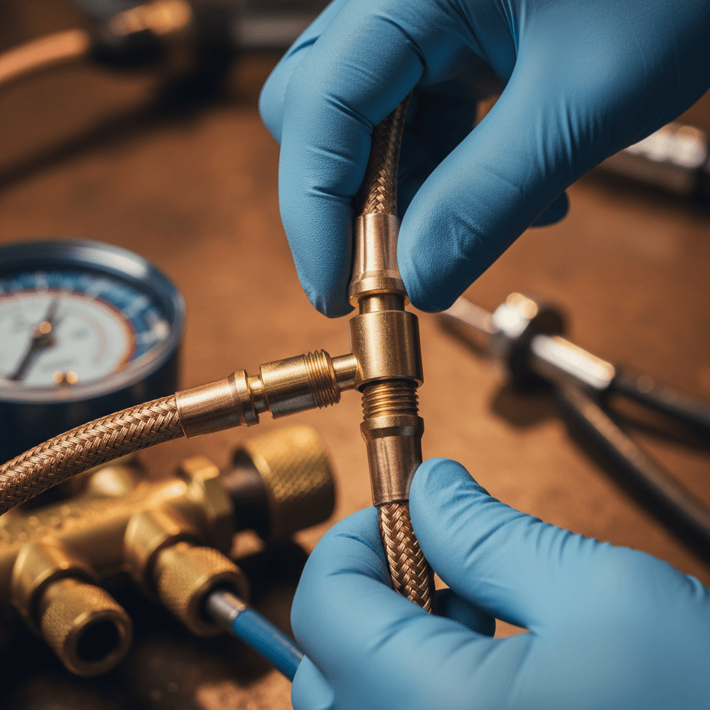 AC refrigerant line connection detail